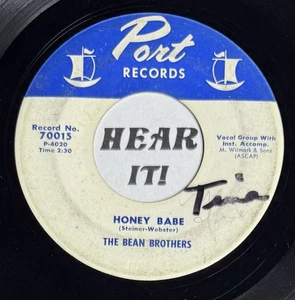 50s Doo Wop Rock & Roll 45 THE BEAN BROTHERS Honey Babe / Tuh Too PORT Hear - Bild 1 von 3