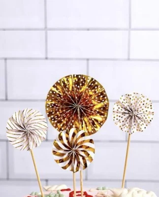 New Sealed Gold & White Cake And Cupcake Toppers - Image 1 of 3