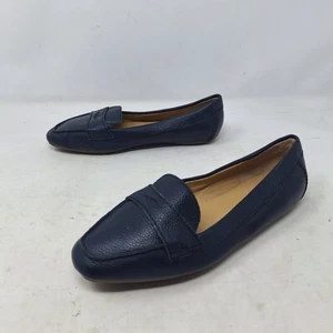 Talbots Navy Blue Leather Loafers Flats Business Casual Office Minimalist Sz 6.5 - Picture 1 of 10
