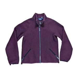 Ibex USA Damen Filz Wolle durchgehender Reißverschluss schwere Jacke Pflaume Outdoor Herbst Gr. L - Bild 1 von 4
