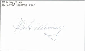 -Mike Ulicny- (d.2005) Signed/Autograph/Auto Index Card Boston Braves MLB - Picture 1 of 1