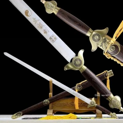 Chinese Tai Chi KUNGFU Exercise Sword Signed Stainless Steel Blade Not Sharp - Image 1 of 4