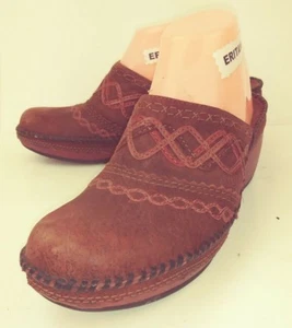 Clarks 72934 Zoccoli Donna Mules Collezione Artigianale 9 M Rosso Marrone Scamosciato Zeppa 205 - Foto 1 di 10
