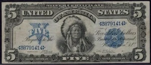 1899 $5 🇺🇸 (( Silver Certificate )) (( Indian Chief )) In Very Good Details - Picture 1 of 6