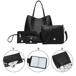 4pcs/set Women Handbag Messenger Leather Shoulder Bag Tote Purse Satchel 