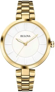 Bulova 97L142 gelbgoldfarbenes weißes Keramik-Zifferblatt Damen Dresswatch - Bild 1 von 4