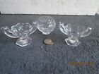 CRYSTAL  GLASS POSY BOWL WITH WIRE MESH  +  2  X  GLASS TWO HANDLED BOWLS