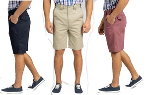 Carabou Summer Chino Shorts Cotton Classic Fit Self-Adjusting Stretch Waist - Picture 1 of 18