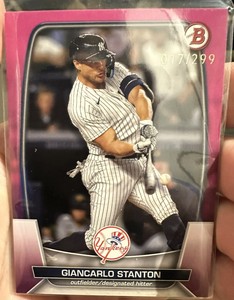 2023 Topps Chrome Baseball Giancarlo Stanton /299 Pink #91 Yankees