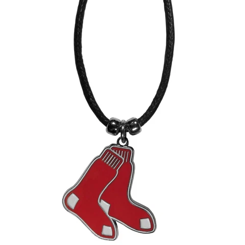 Boston Red Sox Cord Necklace with Logo Charm MLB Licensed Baseball Jewelry Cover