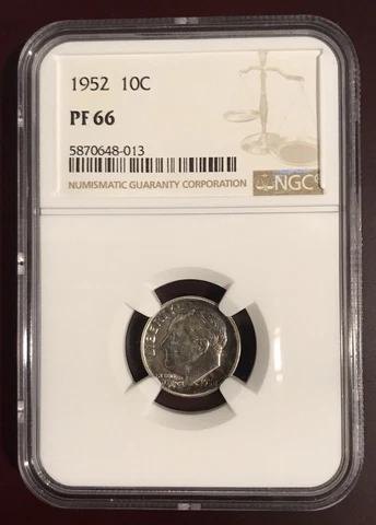 1952 Roosevelt Dime 10c Proof NGC PF 66 Cover