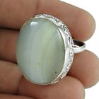Gift For Her 925 Silver Natural Botswana Agate Cocktail Tribal Ring Size P O69