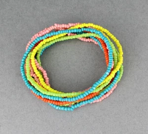 10 Teal Yellow Orange green Pink bracelets seed bead stretch set beaded stack - Picture 1 of 7