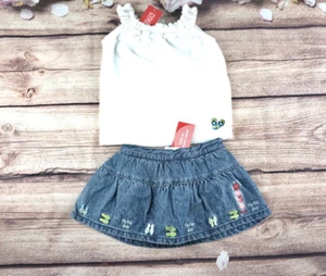De Colección Gymboree 18-24 Meses Niñas Piscina Fiesta Chanclas Blanco Top Denim Falda Conjunto  - Imagen 1 de 11