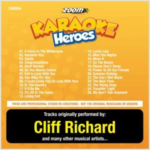 Cliff Richard Karaoke CDG - Zoom Karaoke Heroes Vol 4, 25 Tracks, CD+G, ZHR004 - Afbeelding 1 van 2