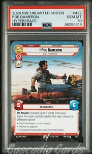 PSA 10 Poe Dameron Hyperspace 422 SHD Star Wars Unlimited Shadows of the Galaxy - Imagen 1 de 2
