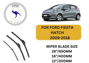 WIPER BLADES FOR FORD FIESTA 2009-2018 (WS,WT,WZ) HATCH - Picture 1 of 4