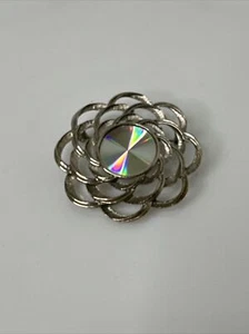 VTG SIGNED JASON Open Work Geometric Flower Brooch Pin Silver Tone Metal Jewelry - Picture 1 of 4