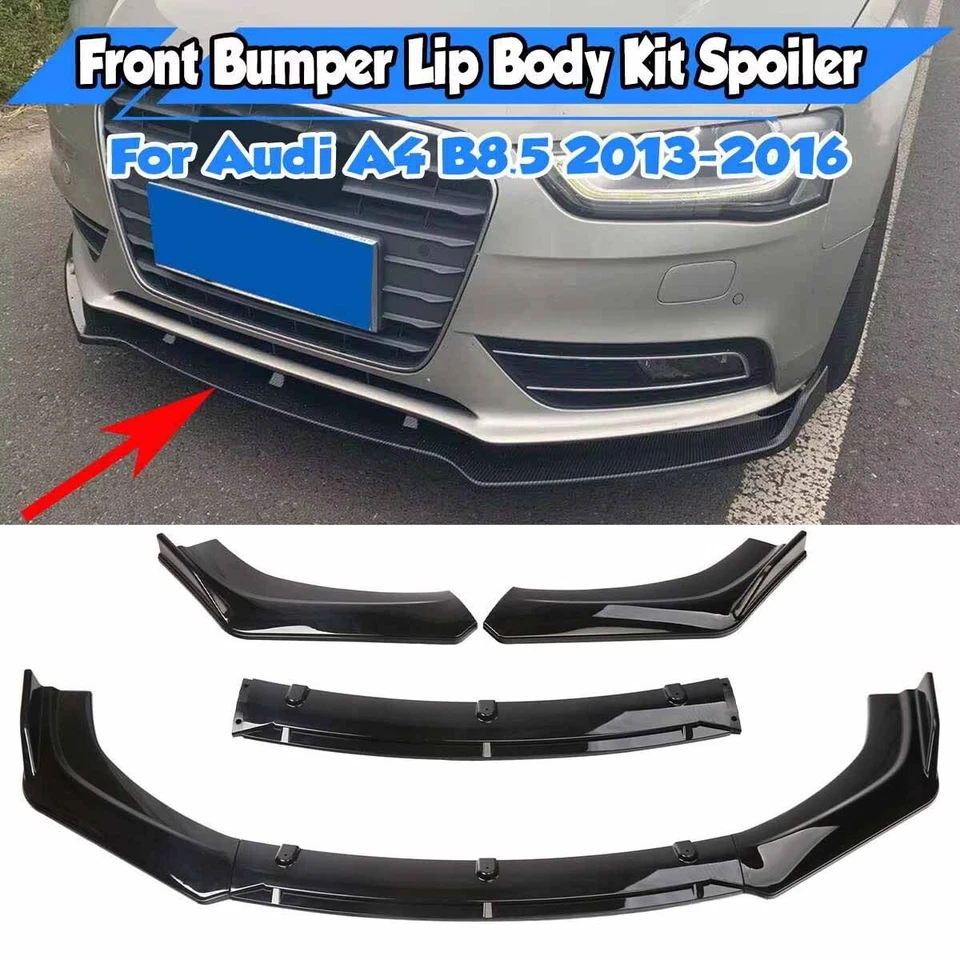 Gloss Black Lower Front Bumper Lip Spoiler Splitter For AUDI A4 B8.5 2013-2016 Foto 1 de 4