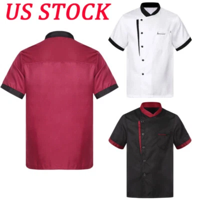 Men Jacket Women Uniform Buttons Workear Cook Chef Shirt Kitchen Clothes Top - Image 1 of 4