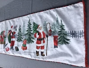 Cynthia Rowley Holiday Table Runner Beaded Christmas Tree Santa 72” x 17” - Picture 1 of 12