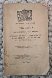Vintage 1939 WW2 book DOCUMENTS CONCERNING GERMAN-POLISH RELATIONS + OUTBREAK OF - Bild 1 von 9