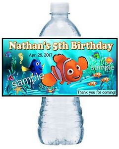 20 ~  FINDING NEMO DORY BIRTHDAY PARTY FAVORS WATER BOTTLE LABELS