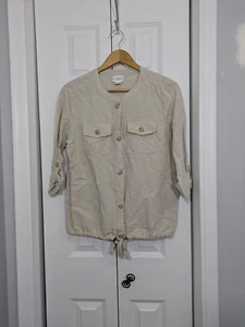 Liz Claiborne NWT Women's Size Small Tan Shirt Top Linen Blend - Picture 1 of 5