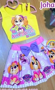 Girls Clolthes Skirt Set 2 Piece Outfit Ruffle Sleeveless Tank Top M 6/7 Years - Picture 1 of 4