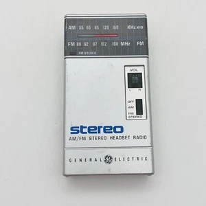 AM/FM Headset Radio General Electric GE 7-1600C Stereo Tested Working Vintage - Picture 1 of 4