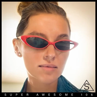 SA106 女式窄薄猫眼塑料哥特式复古太阳镜 — 第 1/4 张图片