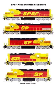 SPSF Southern Pacific Santa Fe Kodachromes 5 pegatinas individuales Andy Fletcher - Imagen 1 de 1