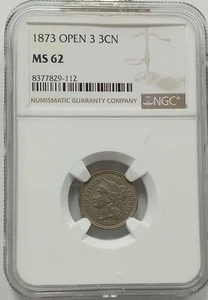 1873 Three Cent Nickel NGC MS 62 - Picture 1 of 1