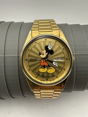 Reloj Vintage SEIKO Mickey Mouse Sunburst Día Fecha Probado FUNCIONANDO 34mm Foto 1 de 4