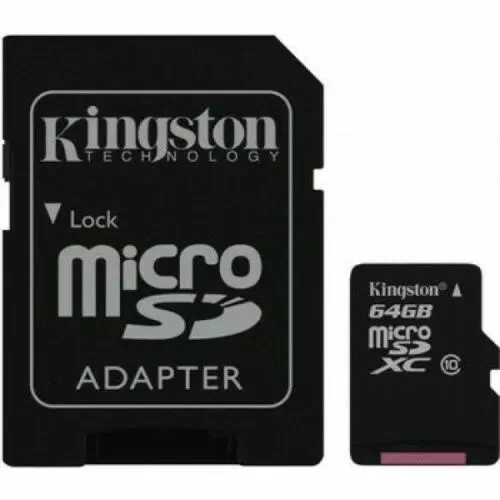 Kingston 64GB Micro SD Card MicroSDHC Class 10 UHS-I Memory Card With Adapter UK - Image 1 of 3