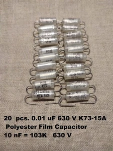 20 pcs. 0.01uF 630V 10% K73-15A PETP Axial Capacitor NOS, GUITAR TONE CAPS - Picture 1 of 4