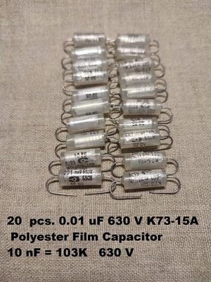 20 шт. 0.01uF 630V 10% K73-15A PETP осевой конденсатор новый из старых запасов, гитары тон крышки - Изображение 1 из 4