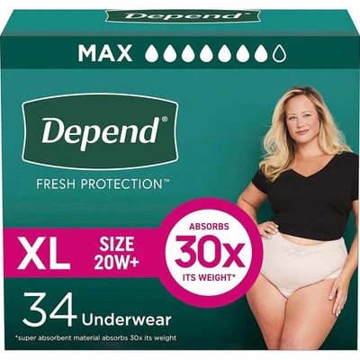 Depend Fresh Protection Max Adult Diapers XL Blush 34Ct - Disposable for Women - Image 1 of 4
