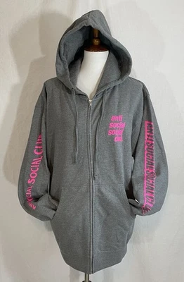 ASSC Anti Social Social Club Split Zip Hoodie Gray Fleece Men’s Large - Image 1 of 4