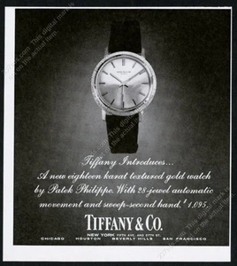 Reloj Patek Philippe 1969 para hombre esfera redonda foto Tiffany's anuncio impreso vintage - Imagen 1 de 7