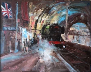 ULBRICHT ORIGINAL Flying Scotsman LNER Eisenbahn Lok Zug GWR ÖLGEMÄLDE - Bild 1 von 1