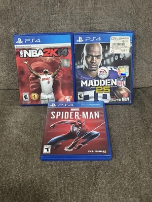 PS4 Game Lot - Marvel’s Spiderman NBA 2K14 Madden NFL 25 PlayStation 4 Untested - Image 1 of 4
