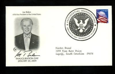 US Inauguration Day FDC Joseph R Biden 1/20/2009 PCS vJRB-I-None Washington DC - Image 1 of 2