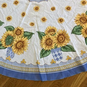 Wilton Court Sunflower Tablecloth Cotton Floral 72” Round Circle Vintage - Picture 1 of 4