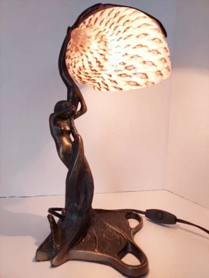 Tiffany Style Mermaid Lamp W/ Glass Shell Lampshade - Image 1 of 4