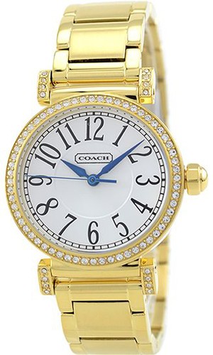 Orologio COACH 'Madison' Lunetta Cristallo Tonda Tono Oro Bracciale 14501724