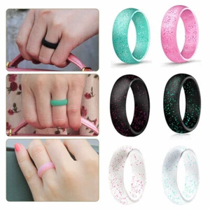 Outdoor Sport Silikon Ring Gummiband Fingerring Glitzer Trendy Herren Damen - Bild 1 von 26
