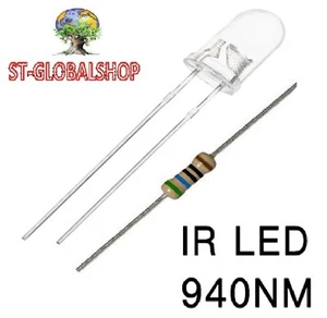 5 diodi led 5 mm infrarosso 940nm trasmettitore EMETTITORE IR LED + RESISTENZE - Foto 1 di 2