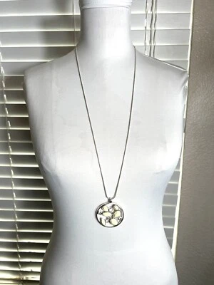 Kenneth Cole реакции серебряная цепочка ожерелье кулон с белыми камнями - Изображение 1 из 4