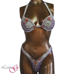 Figure Competition suit purple posing/Wellness/Ifbb/Npc/New handmade/Ready - Picture 1 of 4